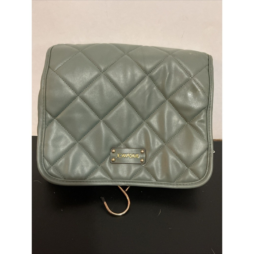 Joan & David Quilted Hanging Toiletry Bag Bgreen Travel Organizer Gold Zippers